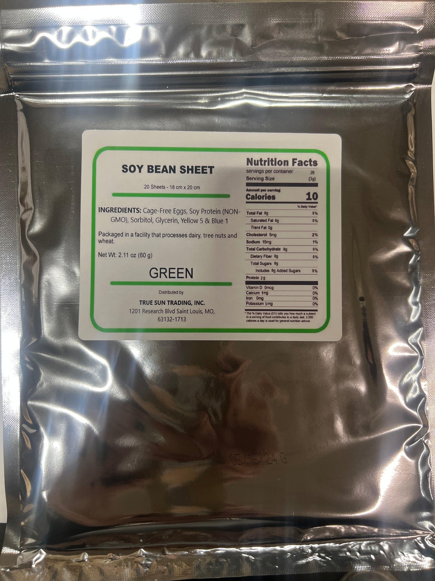 Soy paper Green 20 pieces/bag - True Sun