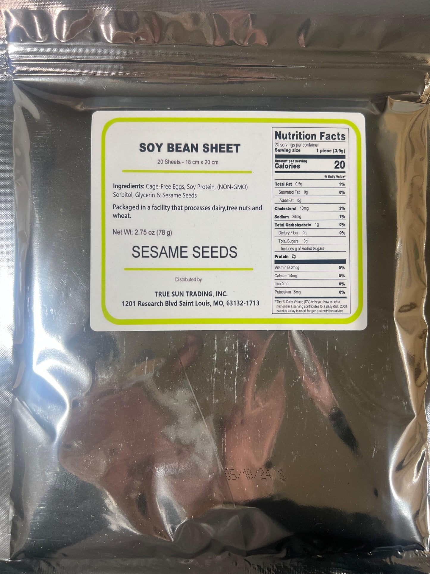 Soy paper Sesame Seeds 20 pieces/bag - True Sun