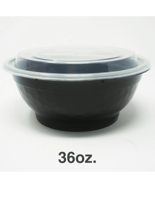 FH36 oz Round Black Plastic Diamond Bowl 150 sets - True Sun
