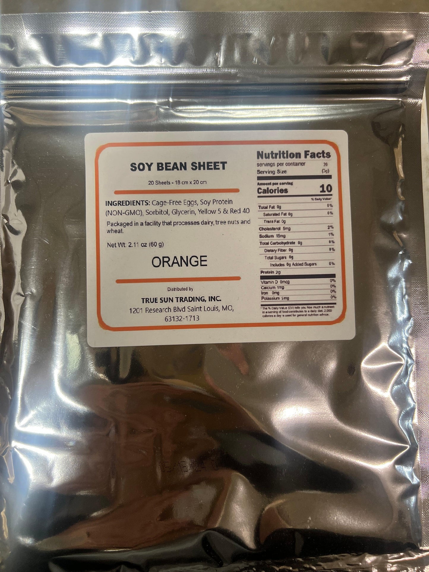 Soy paper Orange 20 pieces/bag - True Sun