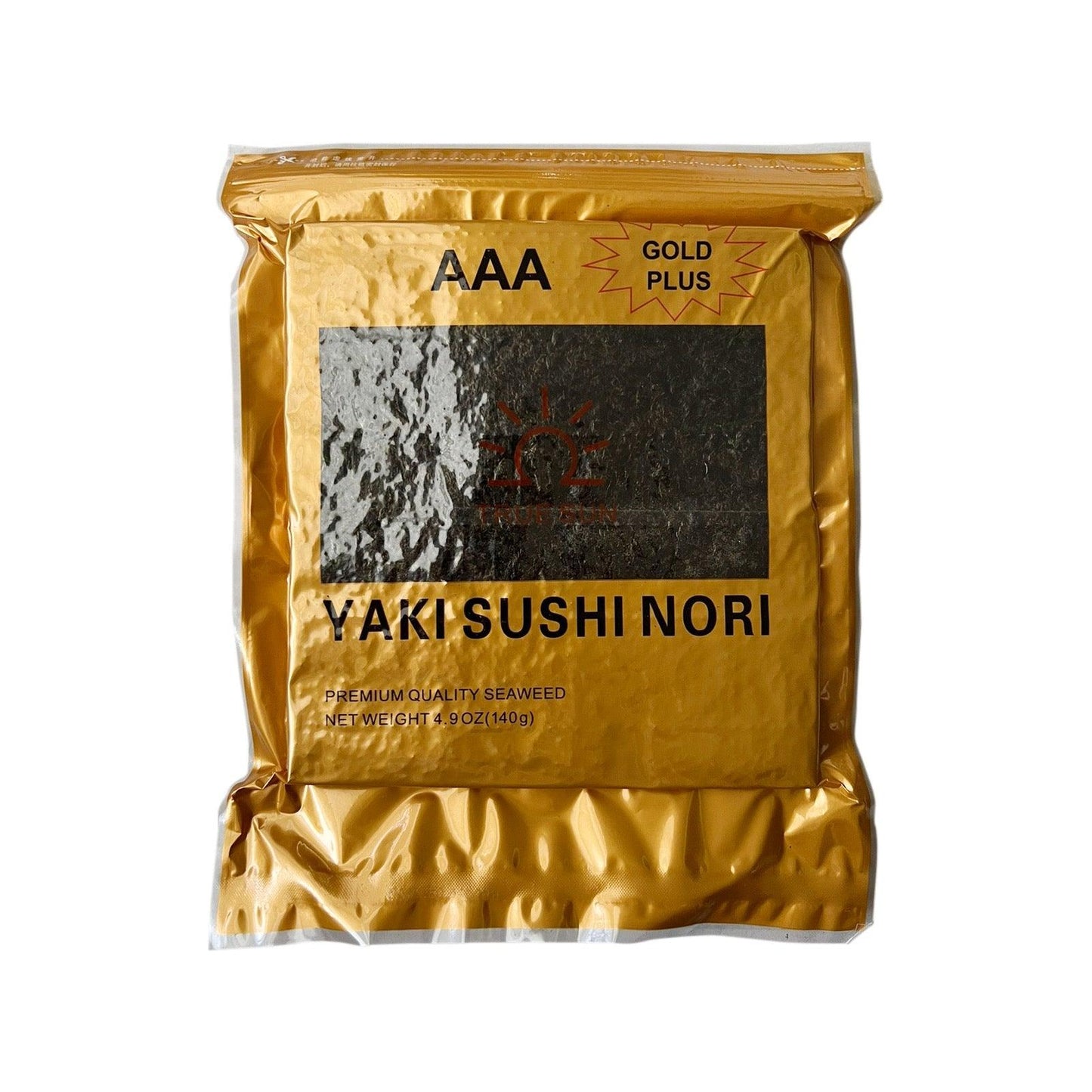 Gold PLUS AAA True Sun Sushi Nori , Half cut, 100 pieces/bag, 10 bags/carton - True Sun