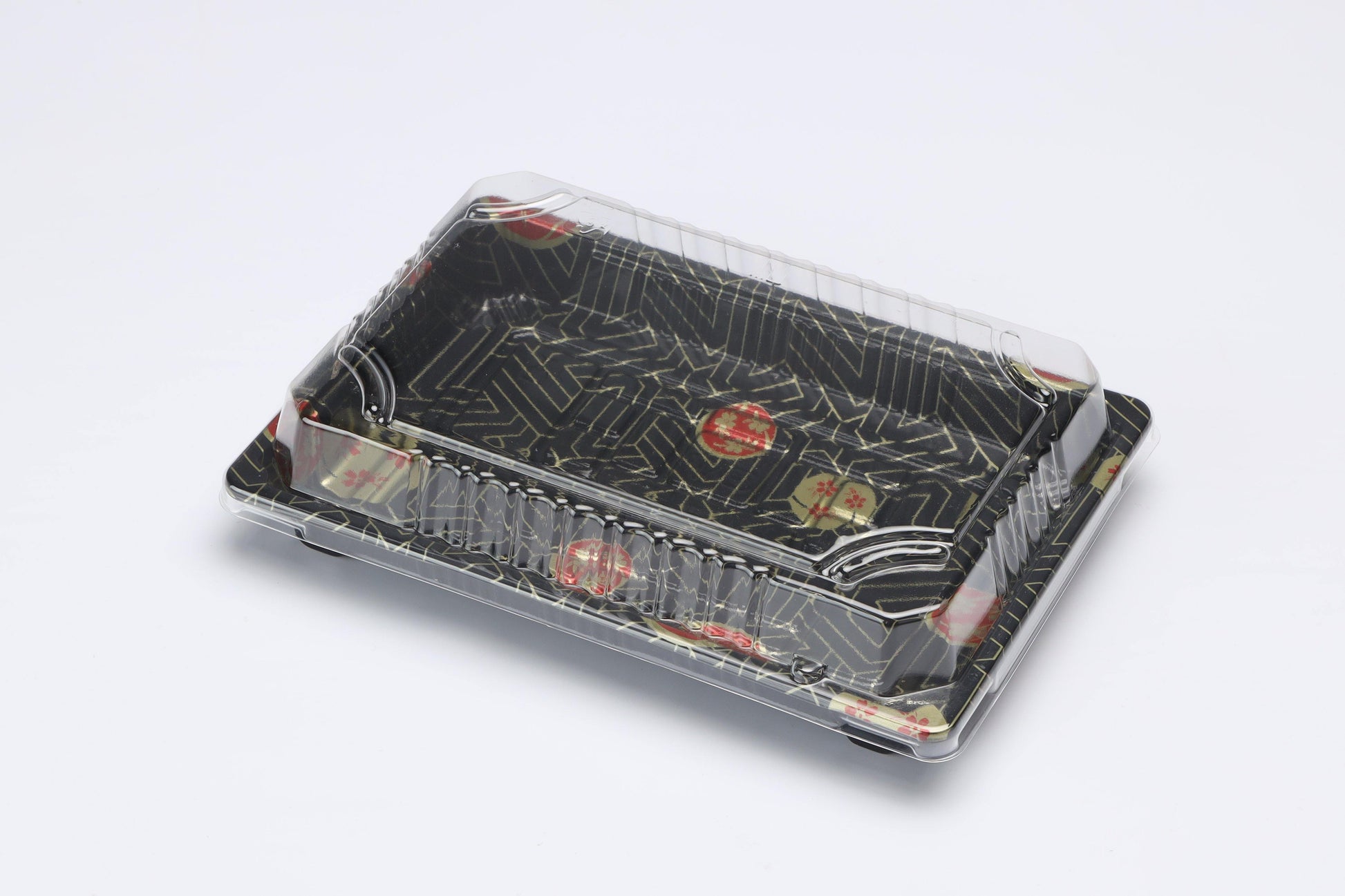 FH 10 Rectangular Black Sushi Box Set 7 3/8" x 5 1/8" x 7/8"-400/case - True Sun