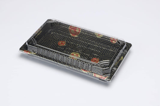 FH20 Rectangular Black Sushi Box Set 9 1/4" x 5 3/4" x 3/4"-400/case - True Sun