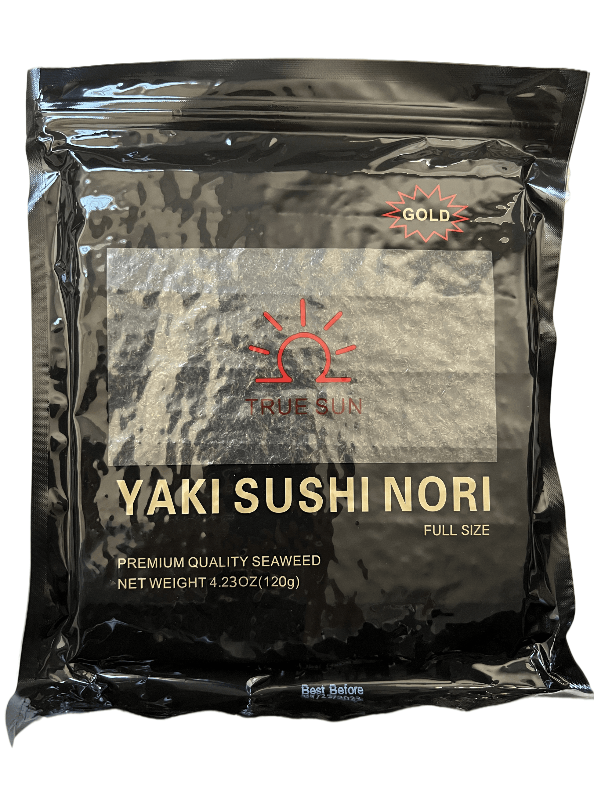 True Sun Sushi Nori Special Black Gold, Full Size 50 pieces/bag, 10 bags/box - True Sun
