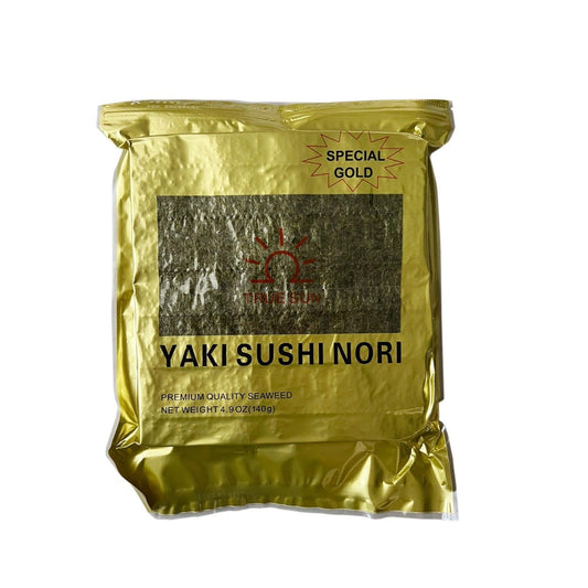 Buy More get More free True Sun Sushi Nori Special Gold  Half Cut Size 100 pieces/bag, 80 bags/carton - True Sun